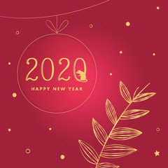 The year 2020, the Year of the Rats, symbol with rat icons. Christmas greeting cards. Winter holiday card design. Vector EPS 10 