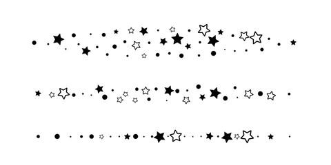 Stars shape dividers collection. Vector isolated horizontal borders