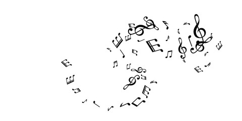 Music notes flying design elements. Vector isolated  decoration