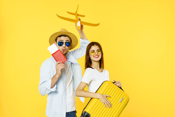 young couple in t-shirts chatting