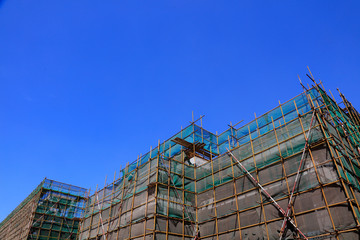 Construction site scaffolding