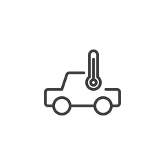 Car temperature system line icon. Automobile and thermometer linear style sign for mobile concept and web design. Car climate control outline vector icon. Symbol, logo illustration. Vector graphics