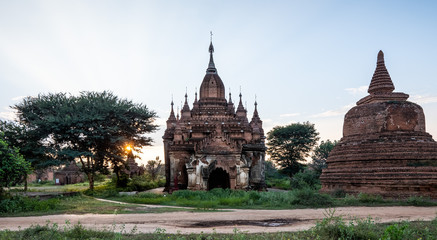 Fototapeta na wymiar Sunset, stupas at Bagan