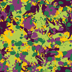 Purple green yellow camo seamless pattern