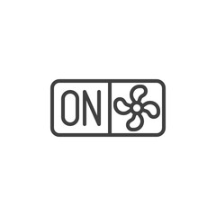 Fan on switch button line icon. linear style sign for mobile concept and web design. Ventilation system control outline vector icon. Symbol, logo illustration. Vector graphics