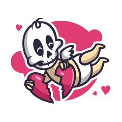 Obraz premium illustration cupid broken heart cartoon