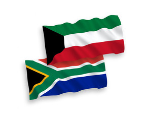 Flags of Kuwait and Republic of South Africa on a white background