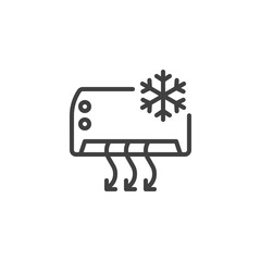 Air conditioner cooling function line icon. linear style sign for mobile concept and web design. AIR conditioning system outline vector icon. Symbol, logo illustration. Vector graphics