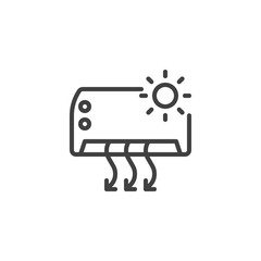 Air conditioner heating function line icon. linear style sign for mobile concept and web design. AIR conditioning system outline vector icon. Symbol, logo illustration. Vector graphics