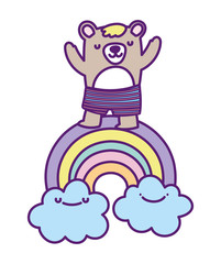 baby shower cute bear rainbow clouds cartoon
