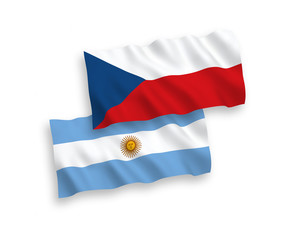 Flags of Czech Republic and Argentina on a white background