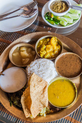 Traditional platter from Assam (Assamese Thali), India