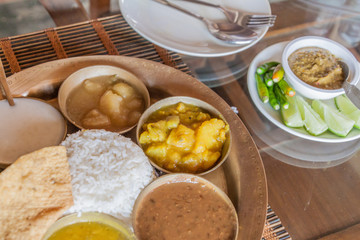 Traditional platter from Assam (Assamese Thali), India