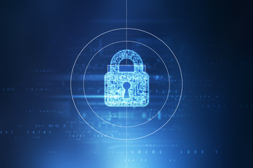 2d illustration Safety concept: Closed Padlock on digital background