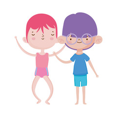 cute little boys friends together cartoon characters