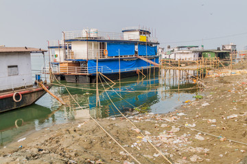 Boats at Brahmaputra river in Guwahati, India