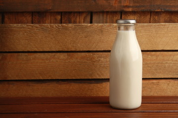 glass bottle with delicious milk..