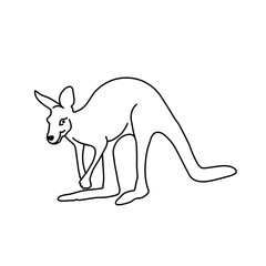 funny vector vector kangaroo. line drawing illustration. black and white mammal. animal logo. simple icon. baby doodle. cartoon character