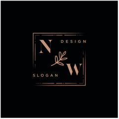 NW Beauty vector initial logo, handwriting logo of initial signature, wedding, fashion, jewerly, boutique, floral and botanical with creative template for any company or business