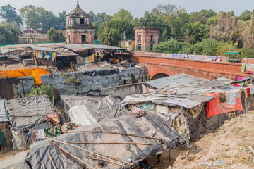 LUCKNOW, INDIA - FEBRUARY 3, 2017: Impoverished neighborhood in Lucknow, Uttar Pradesh state, India