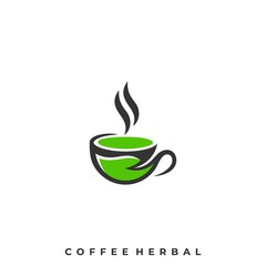 Coffee Herbal Illustration Vector Template