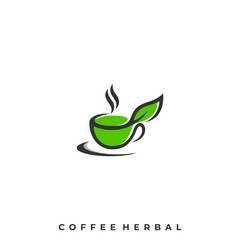 Coffee Herbal Illustration Vector Template