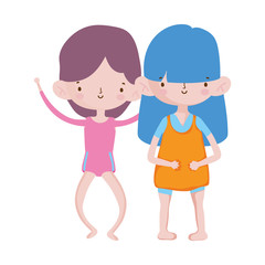 cute little girls happy friends cartoon characters