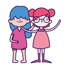 group little girls friends cartoon character