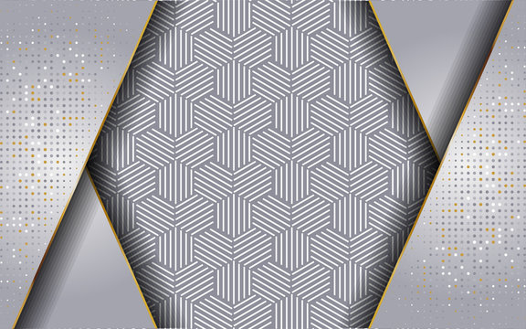 Luxury Grey White With Line Gold Background