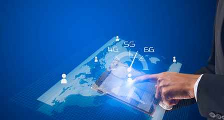 6G wireless high-speed Internet telecommunications fast, Technology communication concept realistic in the modern world.