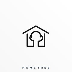 Home Tree Illustration Vector Template