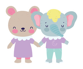 baby shower cute little bear and elephant cartoon