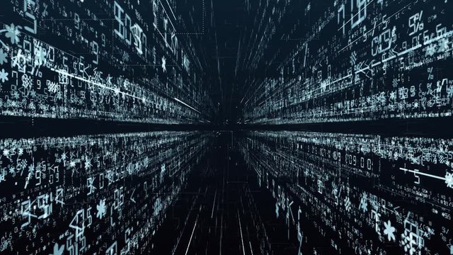 Collect and store large amounts of data. Abstract cloud or server. Files with digital program code are stored in the archive in an orderly manner. Large data streams of the global Internet.