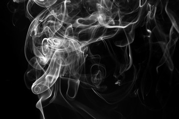 White smoke abstract on black background. fire design. darkness concept