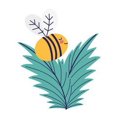 flying bee leaves foliage decoration nature