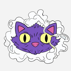 Cat in the smoke vector illustration