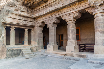 Fototapeta premium Buddhist cave 2 carved into a cliff in Ajanta, Maharasthra state, India