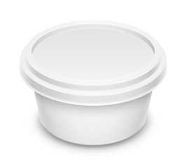 3D illustration of round container isolated on white background.