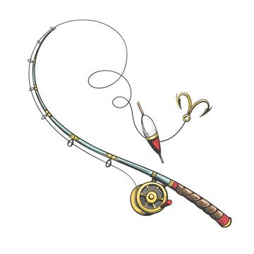 Fishing rod doodle icon