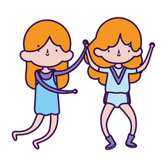 group little girls friends cartoon character