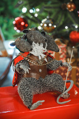 A mouse doll depicting the three-headed rat king from the fairy tale the Nutcracker and the Mouse king by Ernst Hoffmann.