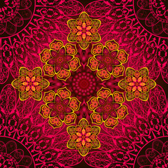        Bright colorful combination of abstract flowers in a seamless pattern