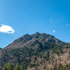 Fototapeta na wymiar View of the mountains of Bagolino, a village famous for 