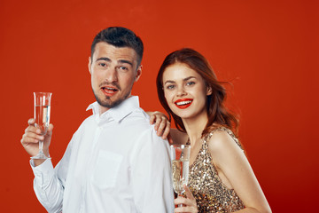 Cheerful young couple dance holiday