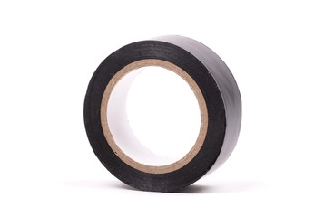 Roll of black insulation tape isolated