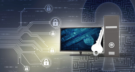 computer key security concept. 3D illustration