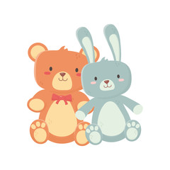 Obraz na płótnie Canvas kids toy, teddy bear and cute rabbit toys