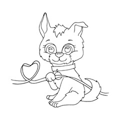 Vector cute puppy hand drawn illustration for coloring. Line art. Black and white drawing of a dog by hand. Graphic arts. Eps 10 vector illustration.