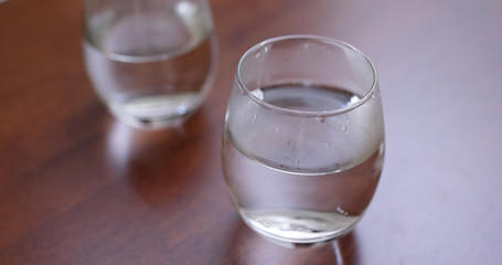 Water glass on the table