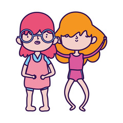 group little girls friends cartoon character